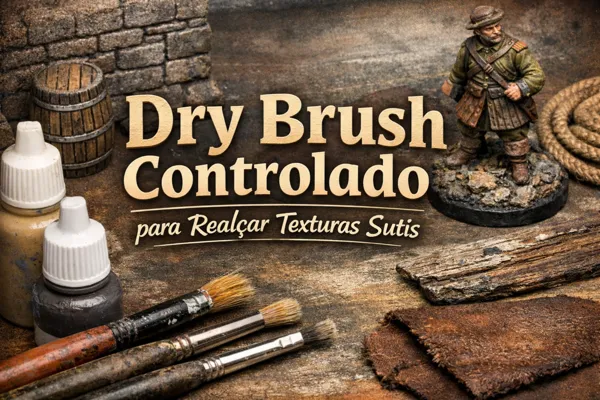 Como usar o dry brush controlado para destacar texturas sutis em miniaturas históricas