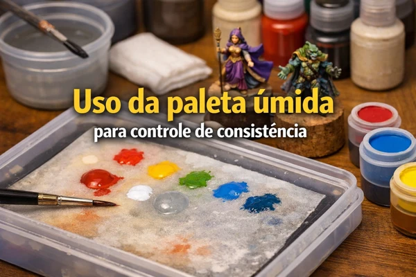 Paleta úmida para pintura de miniaturas como controlar melhor a consistência da tinta