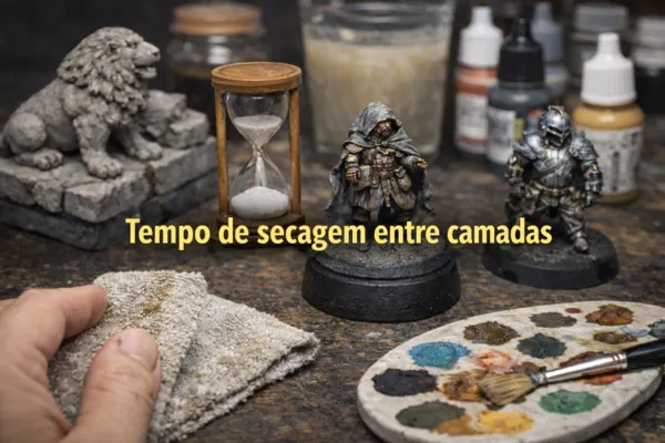 Tempo de secagem entre camadas na pintura de miniaturas e seu efeito no acabamento fina